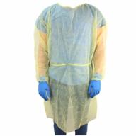 fluid-resistant full-back isolation gown in yellow - case of 50 by everone logo