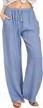 women's loose cotton linen palazzo pants with drawstring waist for summer logo