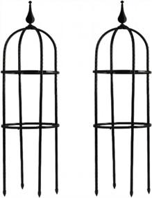 img 4 attached to 2Pcs Alapaste Garden Obelisk Trellis: Black Steel Climbing Frame For Outdoor Plants - Tall Tower Support For Vines, Roses And Flowers - Wrought Iron Metal Design For Optimal Garden Growth