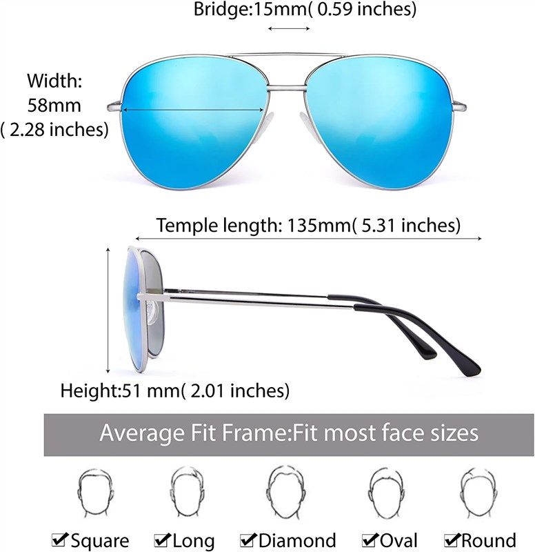 KERECSEN Classic Square Polarized Sunglasses for Women Men Trendy