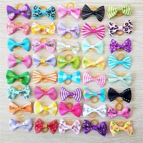 img 2 attached to 🎀 Assorted Color Small Dog Hair Bows Topknot with Rubber Bands - Grooming Hair Accessories for Cats, Puppies, and Other Pets