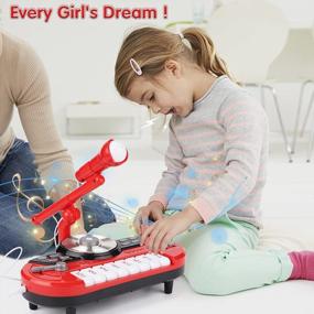 img 1 attached to BAOLI 8-клавишная детская фортепианная клавиатура с микрофоном, многофункциональная портативная электронная музыкальная игрушка-инструмент для детей в возрасте 3-6 лет, подарок на день рождения для начинающих малышей, мальчиков и девочек