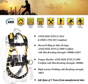 img 3 attached to ANSI Compliant 3D-Rings Industrial Fall Protection Safety Harness With Waist, Leg And Shoulder Tongue Buckles & Pad Support - Full Body Personal Protection Equipment
