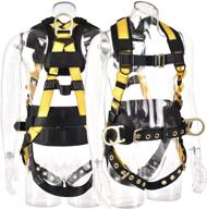 ansi compliant 3d-rings industrial fall protection safety harness with waist, leg and shoulder tongue buckles & pad support - full body personal protection equipment logo