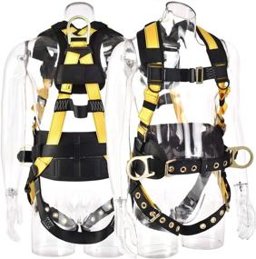 img 4 attached to ANSI Compliant 3D-Rings Industrial Fall Protection Safety Harness With Waist, Leg And Shoulder Tongue Buckles & Pad Support - Full Body Personal Protection Equipment