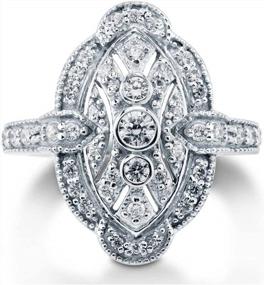 img 3 attached to Модное кольцо в стиле ар-деко Navette из стерлингового серебра с кубическим цирконием и фианитами для женщин, с родиевым покрытием, размер 4-10 - BERRICLE