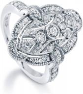 модное кольцо в стиле ар-деко navette из стерлингового серебра с кубическим цирконием и фианитами для женщин, с родиевым покрытием, размер 4-10 - berricle логотип