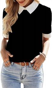 img 4 attached to Stand Out In Style: Colorblock Contrast Polo Collar Top For Women By Verdusa