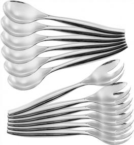 img 3 attached to 12-Piece Heavy Duty Disposable Plastic Serving Utensils Set - 10” Spoons & Forks, Silver