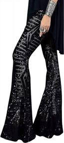 img 4 attached to Shine Bright In Bdcoco'S High-Waist Sequin Flared Pants For Women - Wide-Leg Bell Bottom Trousers