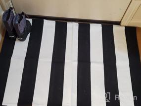 img 8 attached to Hand-Woven Reversible Cotton Rug: Black & White Stripes, 35.5'' X 59'', Perfect For Layering Front Doormats, Laundry Room Or Farmhouse Kitchen, Foldable & Washable Area Rug
