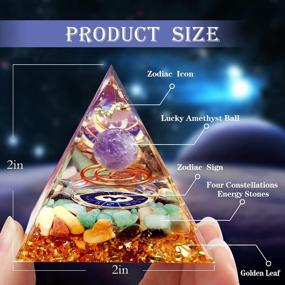 img 3 attached to Horoscope Orgone Pyramid With Healing Crystal Gift Set - Zodiac Sign Stones For Astrology, Reiki, Energy Generation, And Meditation With Companion Birthstone For Aries