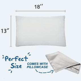 img 1 attached to Soft Goleem Toddler Pillow With Satin Pillowcase - Perfect For Crib, Travel, Cot & Bed | 13X18 Inch Gray