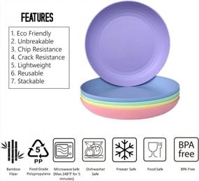 img 1 attached to Bamboo Fiber Plastic Plates Set - 5 Deep Salad/Pasta/Dinner Plates - Microwave & Dishwasher Safe - Eco-Friendly BPA Free - Unbreakable, Light Weight & Reusable - Perfect For Outdoor Camping Dishes!