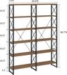 industrial double wide bookshelf - 6 tiers, 80.7" height, rustic brown finish; perfect for living rooms, studies, and libraries logo