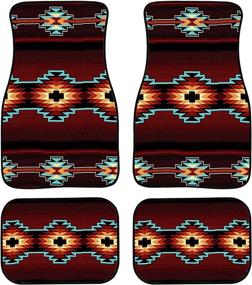 img 4 attached to UZZUHI Brown Ethnic Tribe Geometry Car Mats All Weather Universal Fit Set Of 4Pcs Rubber Back Soft Carpet Car Floor Mats Fit For Sedans