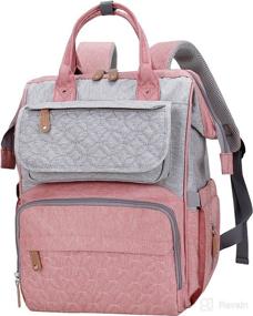 img 4 attached to 🎒 AGUDAN Diaper Backpack: Stylish Multifunction Baby Nappy Bag for Traveling Moms - Pink & Gray, Waterproof with Spacious Capacity