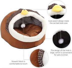 img 2 attached to 🐱 Indoor Cat Beds - Small Dog Bed with Non-Slip Bottom, Machine Washable Cat Bed with Waterproof Base, Cozy Chick Shape for Enhanced Sleep, Soft Pet Sofa Bed - Large Size