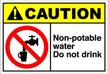 non potable water caution sticker inches logo