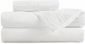 img 4 attached to BEDSURE Queen Size White Sheets - Soft 1800 Bed Sheet Set, 4 Pieces Queen Size White Sheet Sets