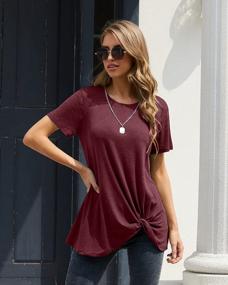 img 2 attached to Women'S Short Sleeve T-Shirt Crewneck Loose Tunic Top Summer Blouse With Twist Knot Detail
