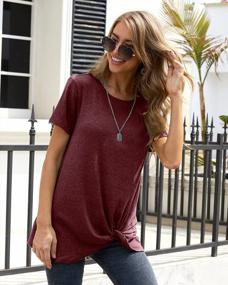 img 1 attached to Women'S Short Sleeve T-Shirt Crewneck Loose Tunic Top Summer Blouse With Twist Knot Detail