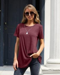 img 3 attached to Women'S Short Sleeve T-Shirt Crewneck Loose Tunic Top Summer Blouse With Twist Knot Detail