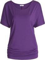 women's short sleeves dolman top: esenchel scoop neck drape shirt logo