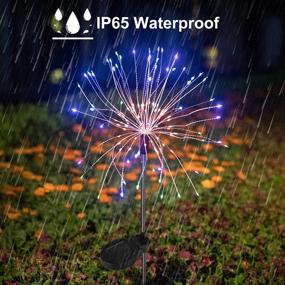 img 2 attached to 2 Pack SUNJOYCO Garden Solar Firework Lights - 150 LED Multi-Color Starburst Light For Christmas, Patio, Pathway Decor