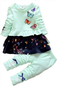 img 2 attached to Adorable 2-Piece Outfit For Little Girls: Long Sleeve T Shirt & Skirt Pants!