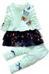adorable 2-piece outfit for little girls: long sleeve t shirt & skirt pants! logo