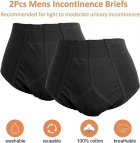 img 3 attached to Washable Incontinence Briefs For Men - Leakproof Urinary Underwear With Front Absorbent Area - Reusable Urinary Incontinence Undergarments - Pack Of 2 (Black, Size L)
