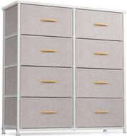 cubicubi 8-drawer dresser organizer for bedroom and hallway, tall wide storage dresser with sturdy steel frame and light grey wood top logo