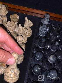 img 6 attached to Полный набор мраморных шахматных фигур ручной работы - 32 черных и коралловых фигурки для досок размером 16-20 дюймов