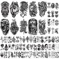70 sheets temporary tattoo stickers for men women boys girls - owl eagle snake clock lion planet dragon totem half arm fake tattoos logo