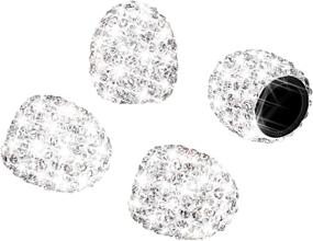 img 4 attached to Sparkling Schrader Valve Caps For Bikes: Handmade Crystal Rhinestone Covers, 4 Pack, Attractive & Dustproof