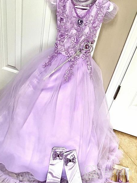 img 1 attached to Flower Girls Lace Long Dress Bridesmaid Wedding Pageant Party Maxi Dresses Kids Prom Communion Puffy Tulle Ball Gowns review by Kathy Genova