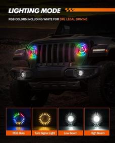 img 3 attached to 7 Inch RGB LED Headlights Bluetooth Controlled With Dancing Halo Ring For Jeep JK/JKU, TJ, LJ, CJ-7 & CJ-8 (2007-2018)