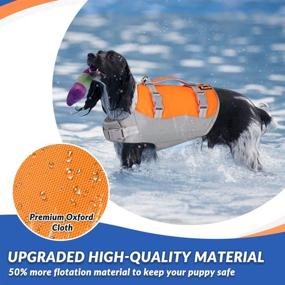 img 1 attached to SlowTon Adjustable Dog Life Jacket with Belly Support - Ripstop Vest 🐶 for Superior Buoyancy and Pet Safety in Water Activities: Swimming, Boating, Pool, Beach