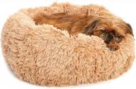 get comfy with barkbox 2-in-1 memory foam donut cuddler dog and cat bed for joint relief and calmness - removable cover, machine washable, waterproof lining, and toy included! logo