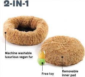 img 2 attached to Get Comfy With Barkbox 2-In-1 Memory Foam Donut Cuddler Dog And Cat Bed For Joint Relief And Calmness - Removable Cover, Machine Washable, Waterproof Lining, And Toy Included!