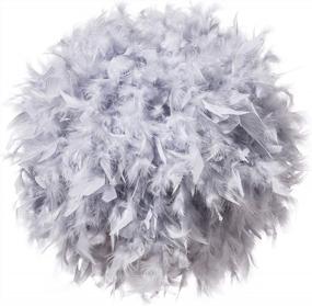 img 4 attached to Grey 11.8" Feather Lamp Shade For Ceiling Pendant Light, Table Lamp & Floor Lamp - Living Room, Bedroom Decor