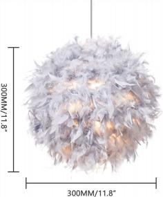 img 2 attached to Grey 11.8" Feather Lamp Shade For Ceiling Pendant Light, Table Lamp & Floor Lamp - Living Room, Bedroom Decor