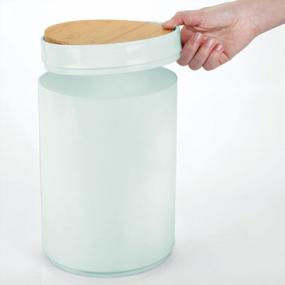 img 1 attached to Round Plastic Small Trash Can With Swing-Close Lid - 1.3 Gallon Garbage Bin For Kitchen, Bathroom, Home Office, And Bedroom; Mint Green/Natural Design For Waste And Recycling