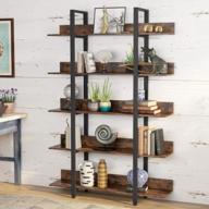 tribesigns 5 tiers bookcase, 5-shelf industrial style etagere bookcases and book shelves, metal and wood free vintage bookshelf with back fence, rustic brown логотип