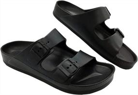 img 4 attached to Men'S Adjustable Slip-On Double Buckle Slides By LUFFYMOMO