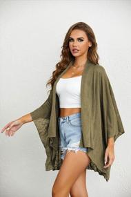 img 2 attached to Hotouch Women'S Kimono Cardigan Lightweight Shawl Loose Batwing Sleeve Open Front Cardigan S-XL