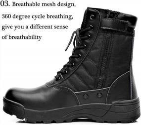 img 3 attached to Мужские и женские тактические армейские ботинки на шнуровке с боковой молнией, дышащая походная обувь для пустыни
