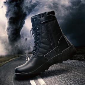 img 2 attached to Мужские и женские тактические армейские ботинки на шнуровке с боковой молнией, дышащая походная обувь для пустыни