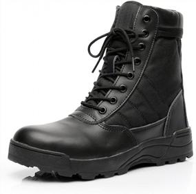 img 4 attached to Мужские и женские тактические армейские ботинки на шнуровке с боковой молнией, дышащая походная обувь для пустыни